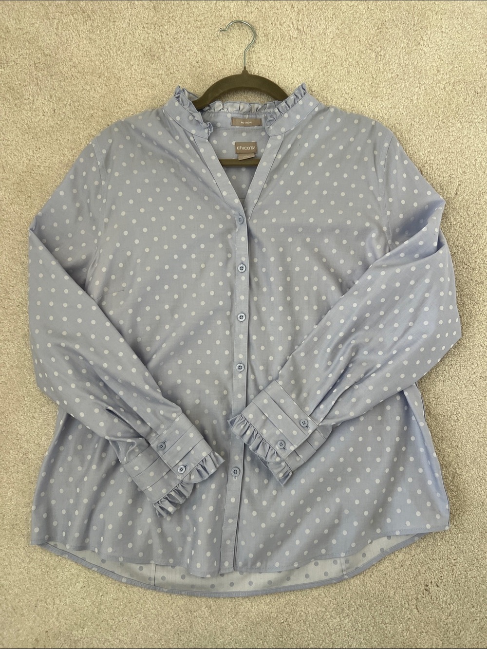 Chico's Light Blue Polka Dot Button-Down Blouse